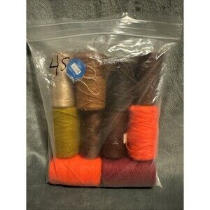 Vintage 80s 10 pc Punch Embroidery Thread Clarke's Mixed Colors Bag 45